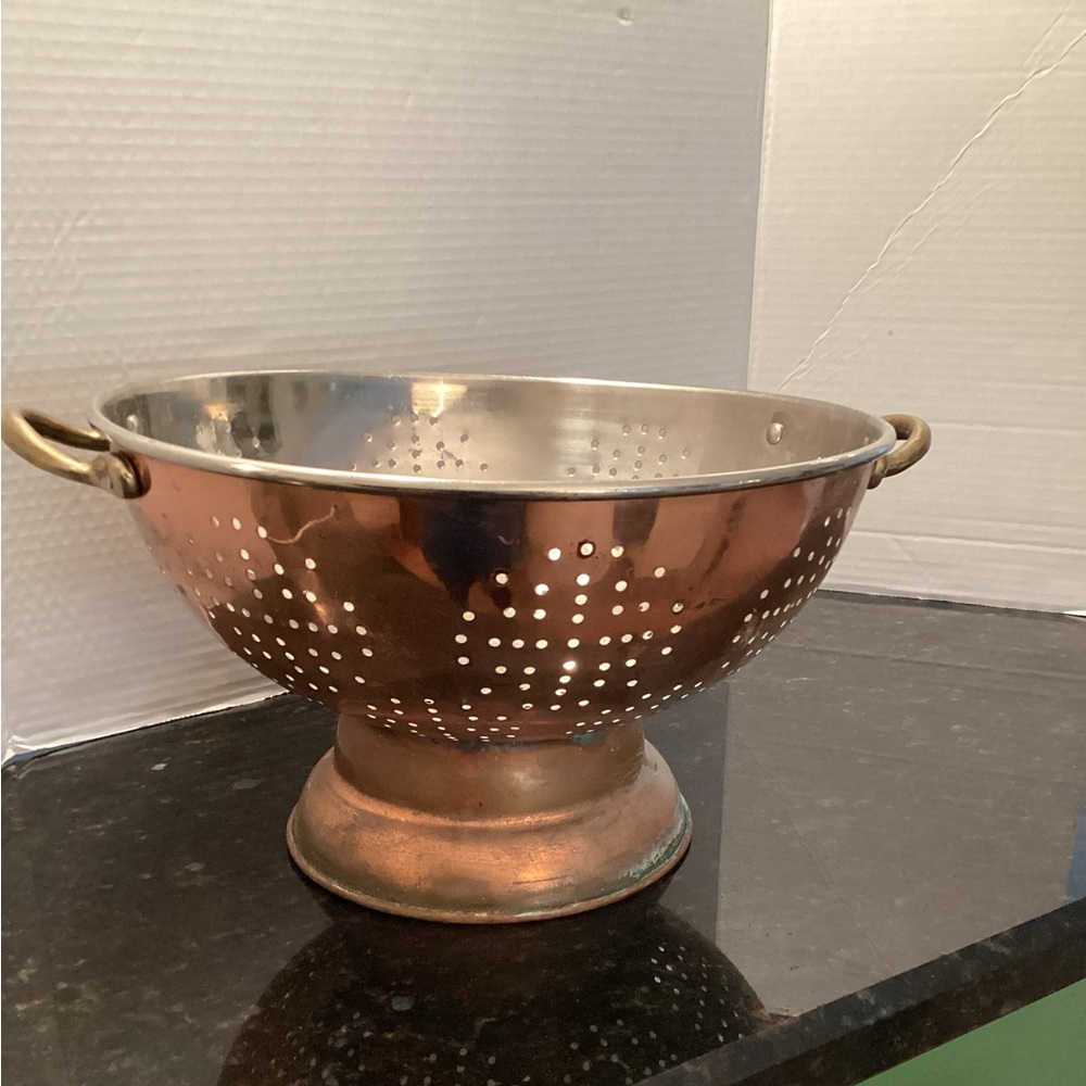 Vintage Primitive Farmhouse Copper Colander